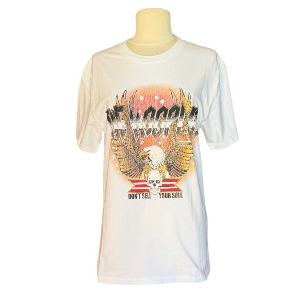 The Kooples White Graphic Tee Eagle Skull “Don’t Sell Your Soul” Extra Small NWT